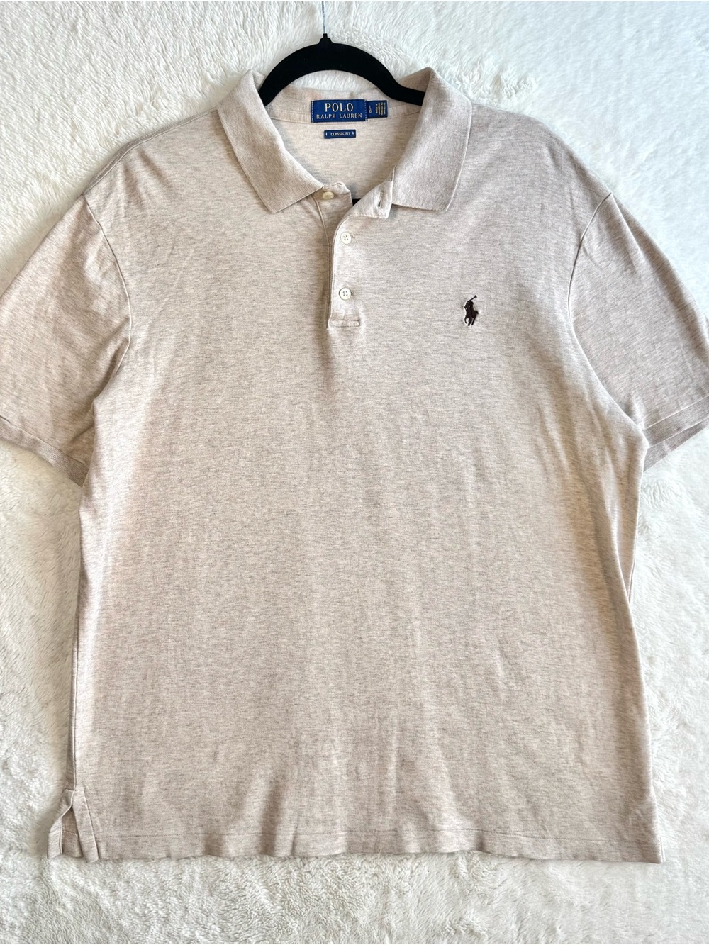 Polo Ralph Lauren Shirt Men’s Large Beige‎ Classic Fit Pony Casual Preppy Office